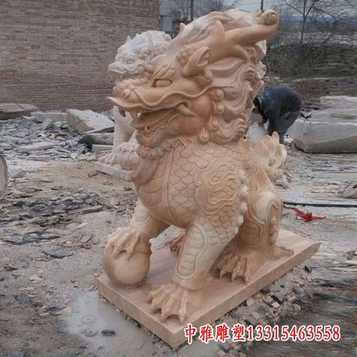 大理石花岗岩石雕貔貅狮子麒麟栓马柱 铜陵貔貅雕塑定制厂家