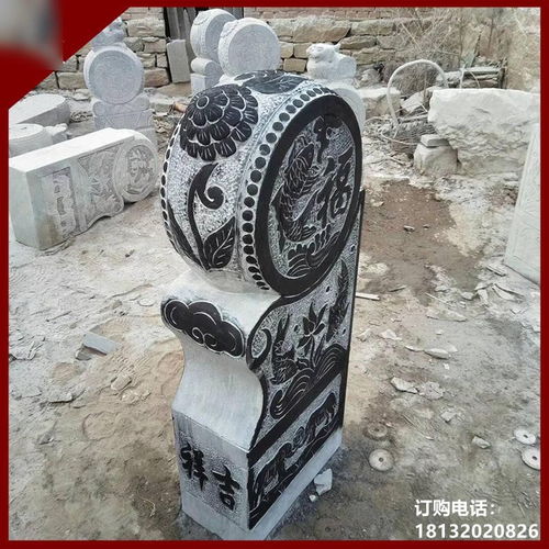 大理石狮子抱鼓石雕门口摆件 广东大理石抱鼓石雕塑厂